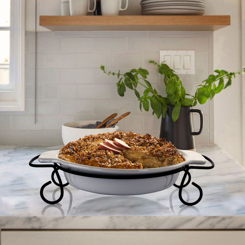 Gibson elite Gracious Dining 2 Piece Stoneware Bakeware with Metal Rack