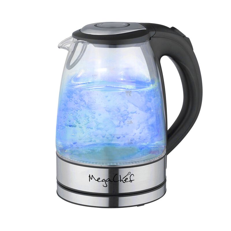 MegaChef 1.7Lt. Glass and Stainless Steel Electric Tea Kettle