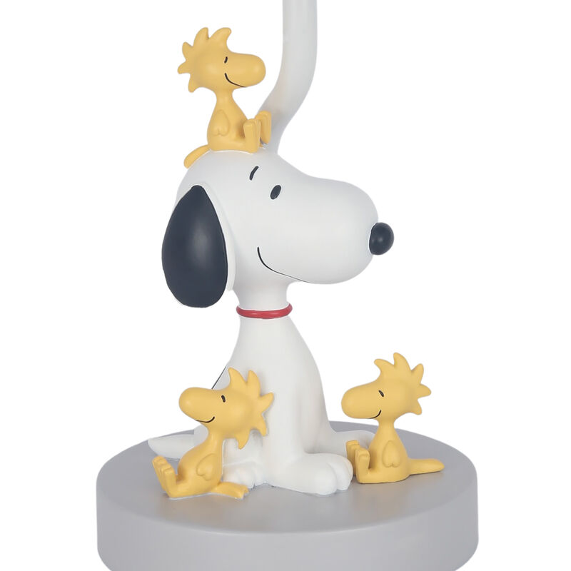 Lambs & Ivy Classic Snoopy & Friends White/Gray Nursery Lamp with Shade & Bulb