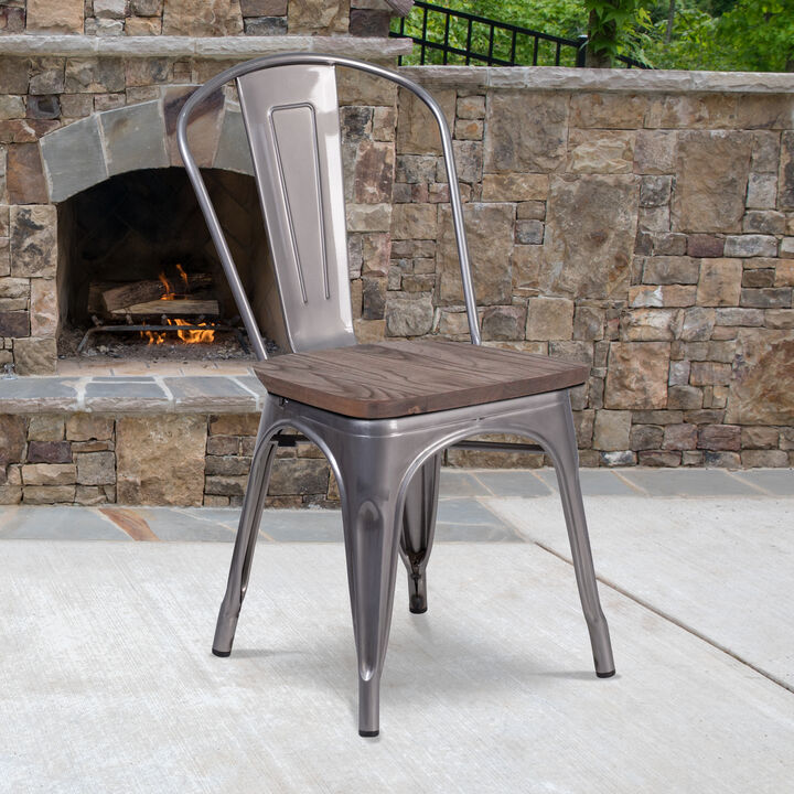 Metal/Wood Colorful Restaurant Chairs