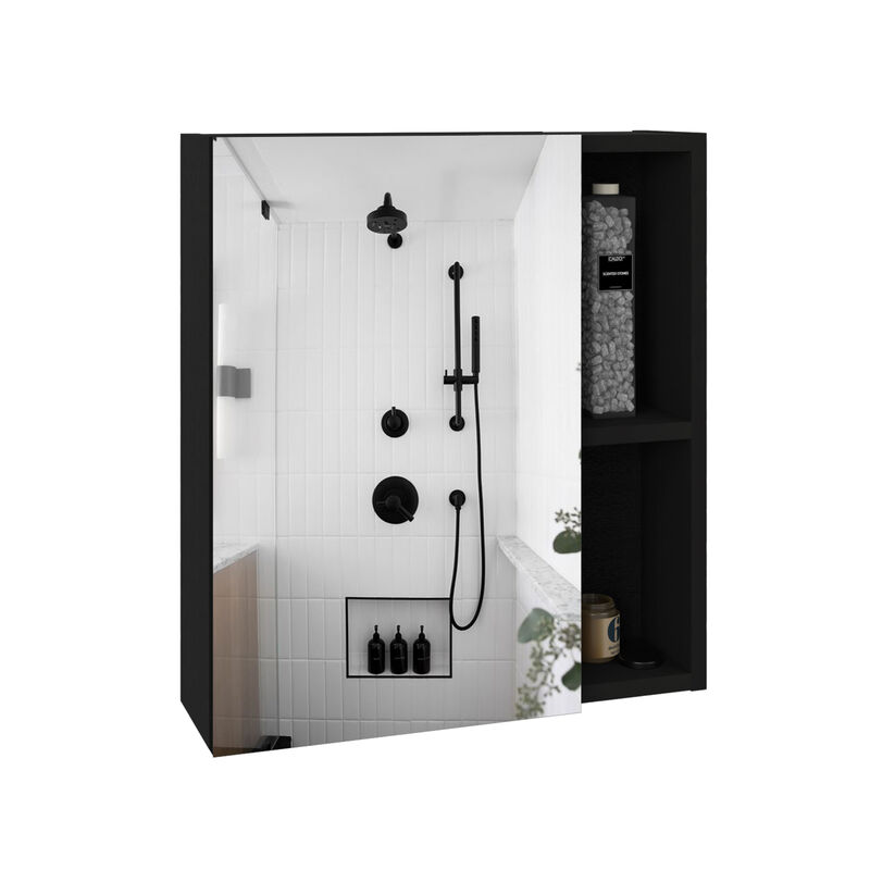 DEPOT E-SHOP Andes Medicine Single Door Cabinet With Mirror, Five Interior Shelves, White