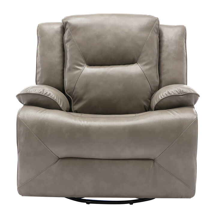 360° Swivel and Rocking Home Theater Recliner Manual Recliner Chair with a LED Light Strip for Living Room,Bedroom, Black