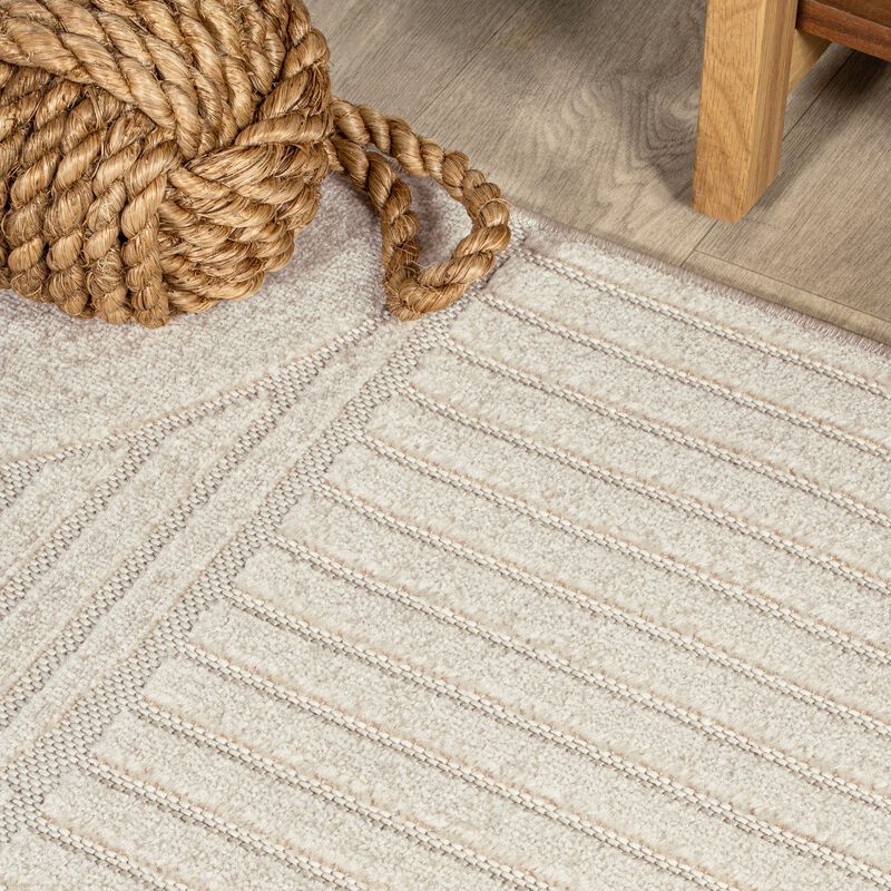 Nordby High-Low Geometric Arch Scandi Striped Indoor/Outdoor Area Rug