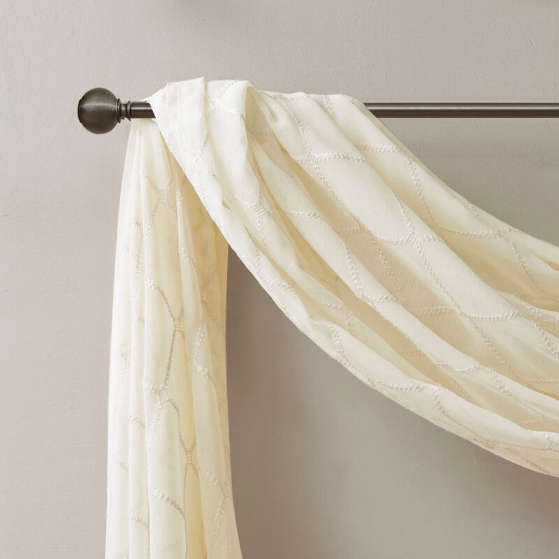 Gracie Mills Cyprian Diamond Embroidered Lightweight Sheer Window Scarf