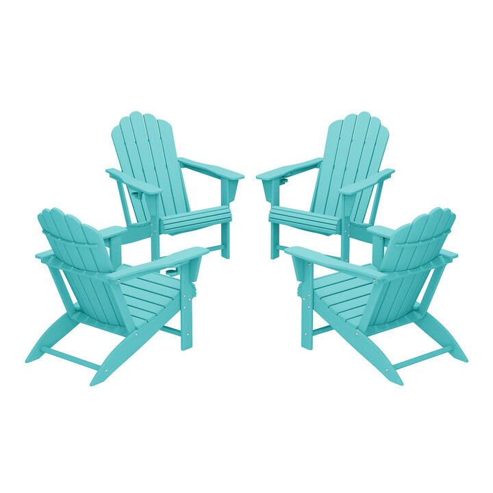WestinTrends Outdoor Patio HDPE Adirondack Chairs With Cup Holders (Set of 4)