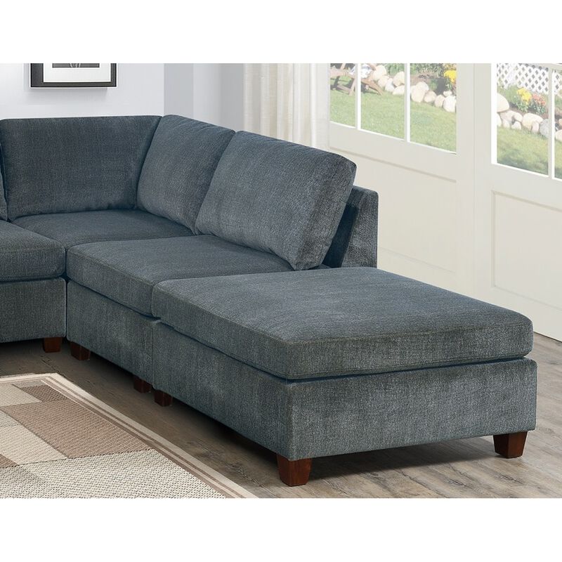 7 Piece Gray Chenille Modular Sectional: U-Sectional, Modern Couch, 2X Corner Wedge, 3X Armless Chairs, 2X Ottoman