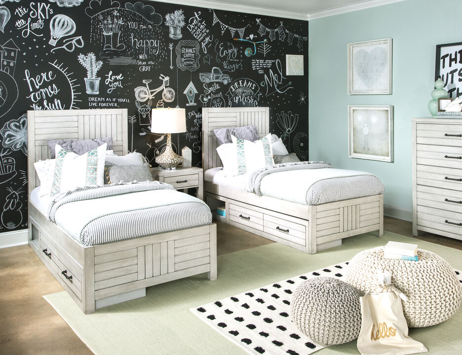 Legacy Summer Camp Panel Bed in Stone Path White