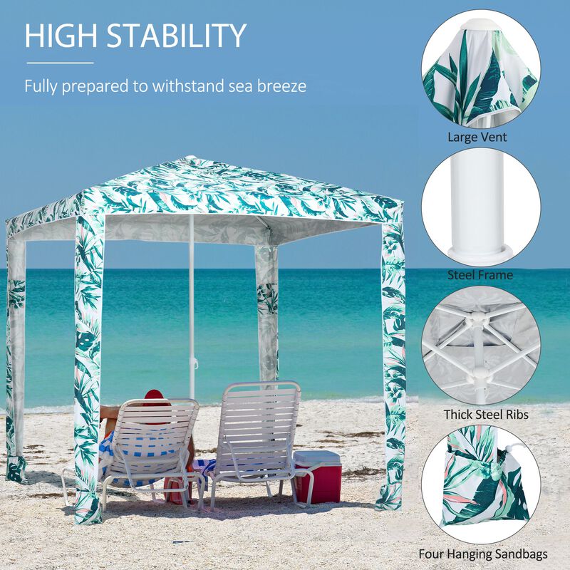 Beach Sun Shelter: 6.5' Quick-Assembly Cabana Canopy Umbrella