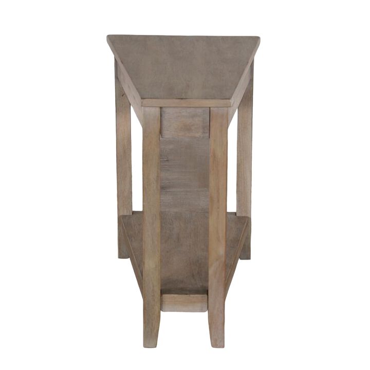 Chairside End Table with Shelf, 24 Inch Angled Light Brown Mahogany - Benzara