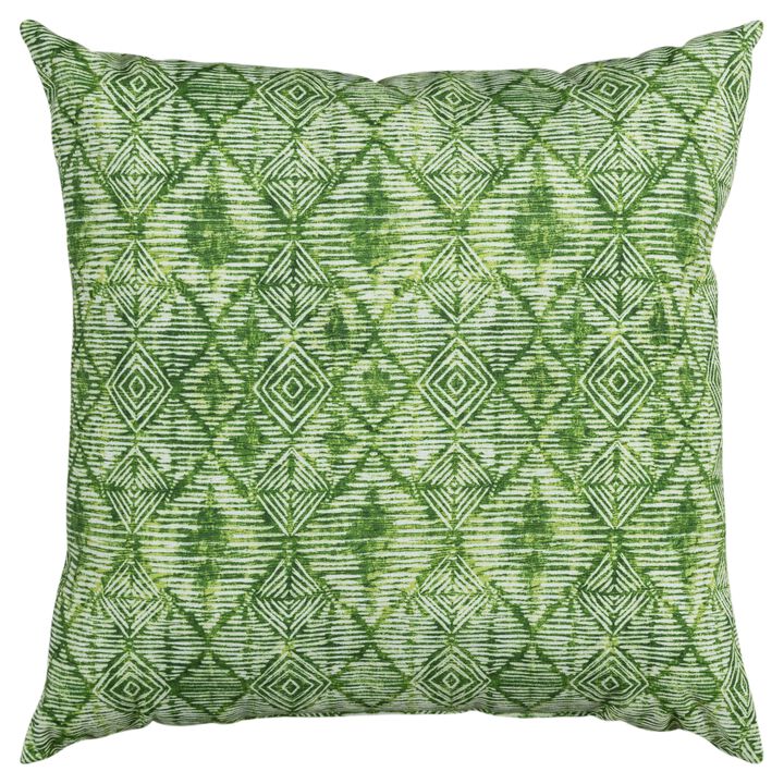 22"x22" Indoor/Outdoor Pillow, Green Batik