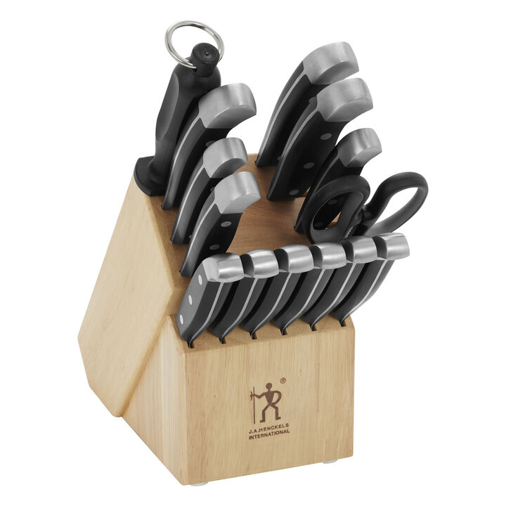 Henckels Statement 15-pc Kitchen Knife Set with Block, Chef Knife, Steak Knife set, Kitchen Knife Sharpener, Light Brown, Stainless Steel