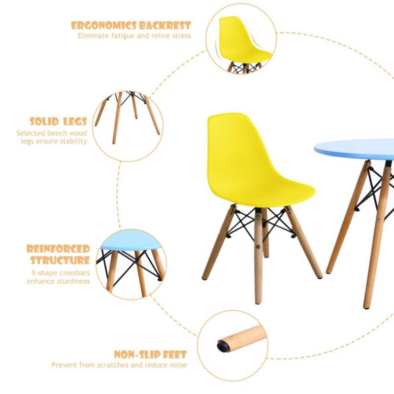 Hivvago 5 Pieces Kid's Colorful Set with 4 Armless Chairs