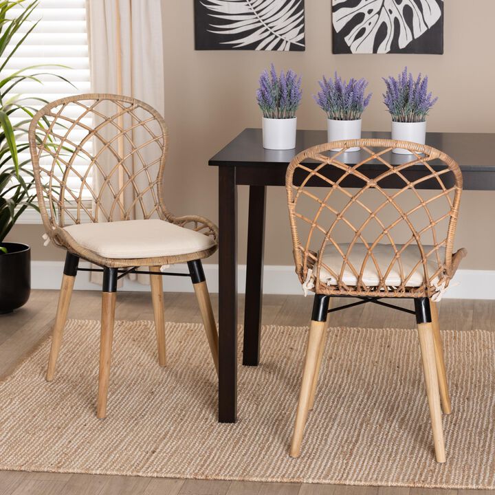 Bali & Pari Sabelle Modern Greywashed 2-Piece Dining Chair Set