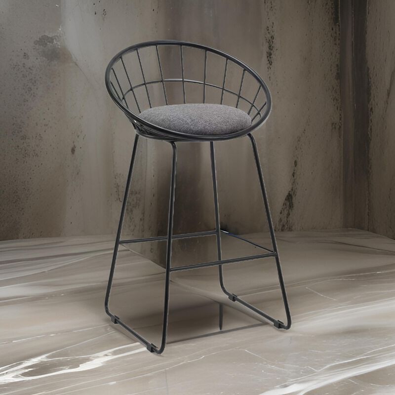 26 Inch Counter Height Chair, Set of 2, Mesh Backrest, Gray Seat, Black - Benzara