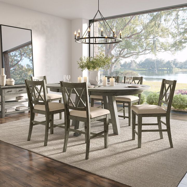 Jofran Solid Wood Seven Piece Counter Height Dining Table Set