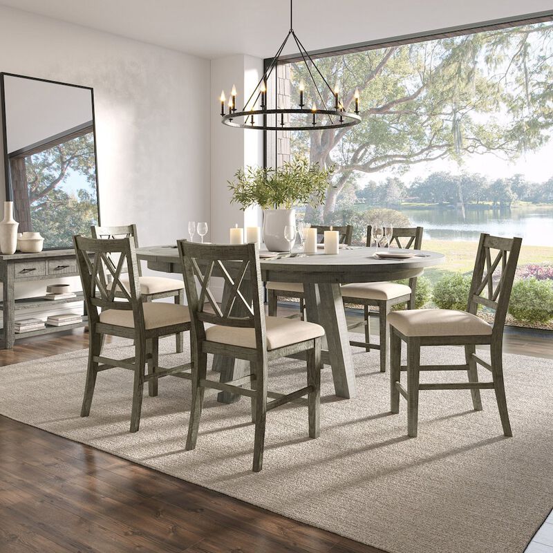 Jofran Solid Wood Seven Piece Counter Height Dining Table Set