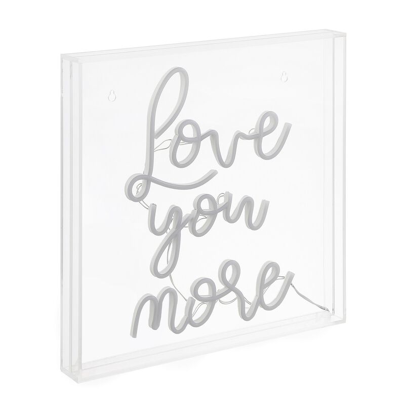 Love You More 15" Square Contemporary Glam Acrylic Box USB Operated LED Neon Light