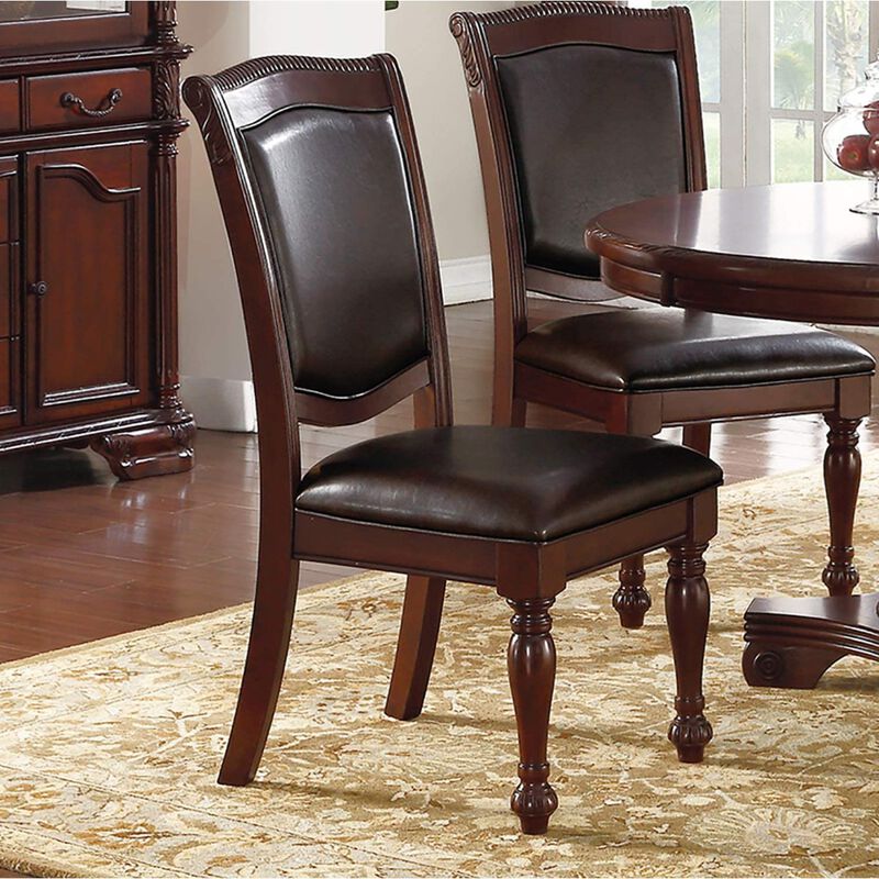 Brown Faux Leather Side Chairs - Set of 2