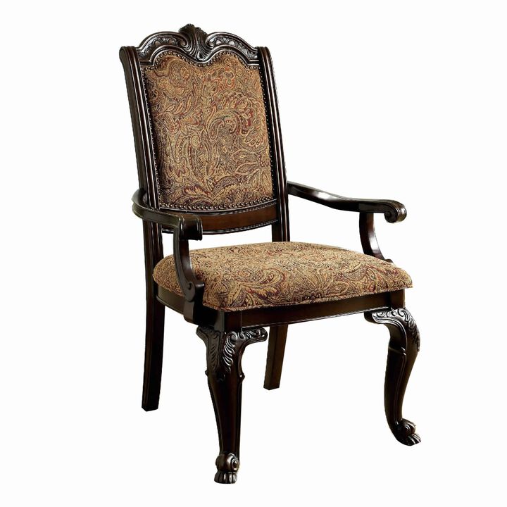 Classic Style Transitional Arm Chair, Cherry Brown-Benzara