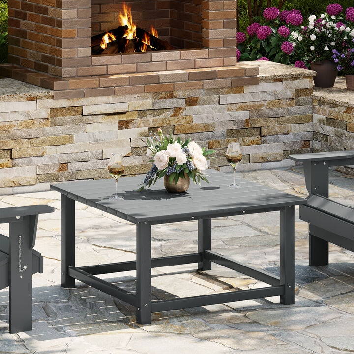 WestinTrends Low Outdoor HDPE Square Patio Coffee Table