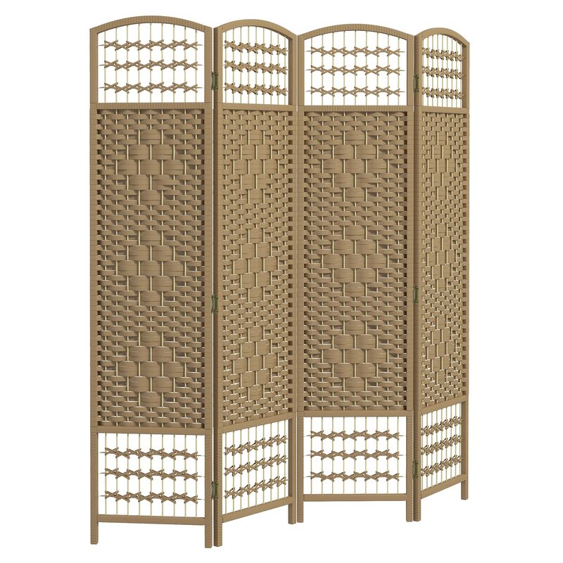 Natural Privacy Screen: 4-Panel Folding Wave Room Divider