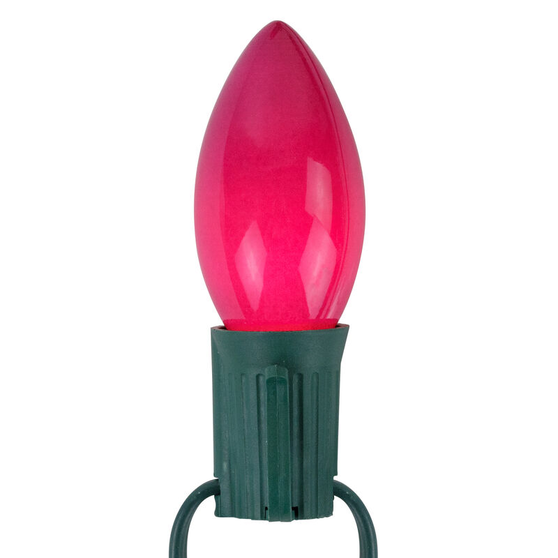 25-Count Opaque Fuchsia Pink C9 Christmas Light Set  24ft Green Wire