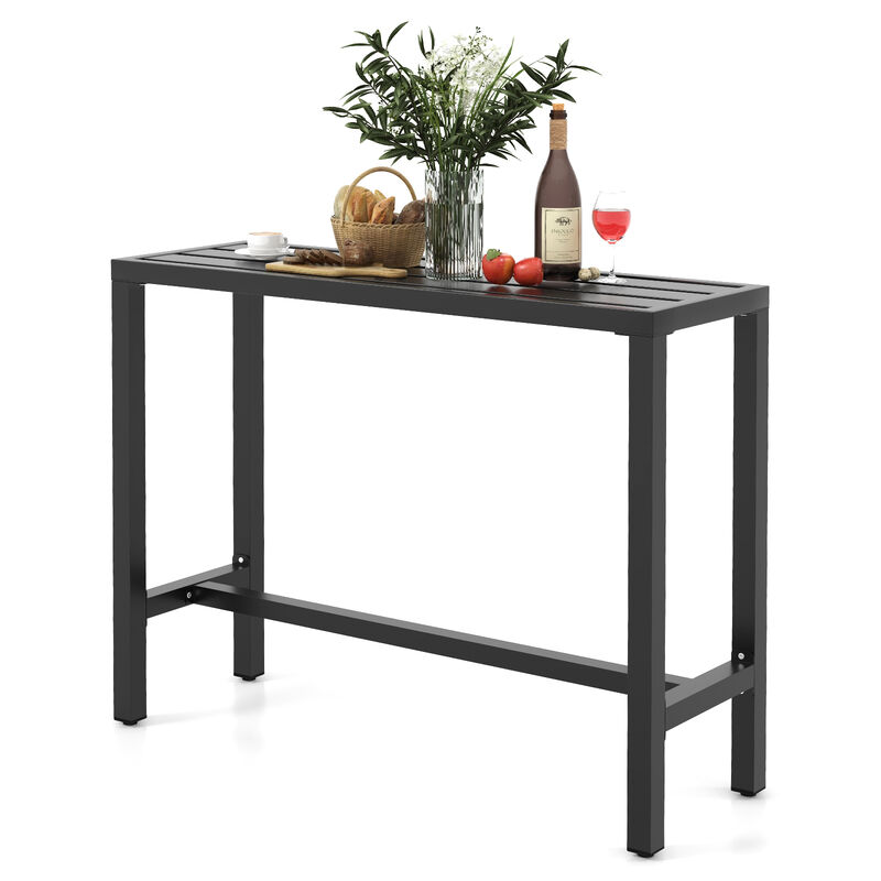 48 Inch Outdoor Bar Table with Waterproof Top and Heavy-duty Metal Frame