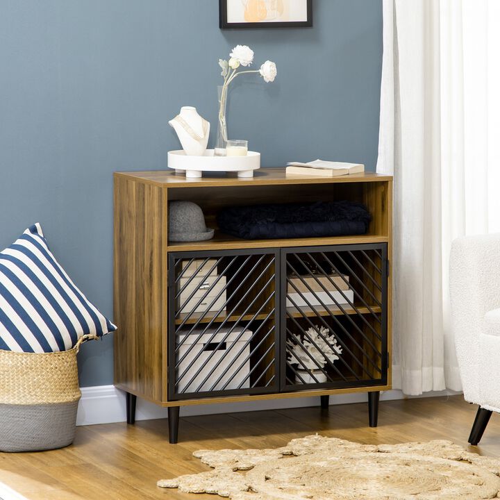 Rustic Entryway Cabinet: Storage Sideboard with Metal Doors