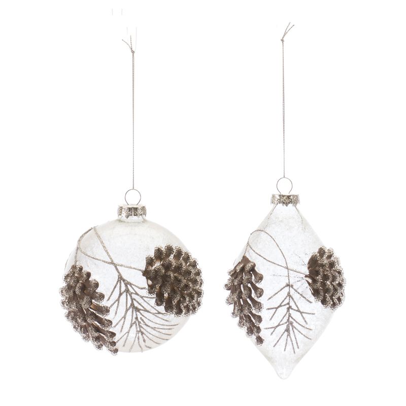 Set of 6 Beaded Glass Pinecone Ornaments – Beautiful Pinecone-Shaped Glass Ornaments