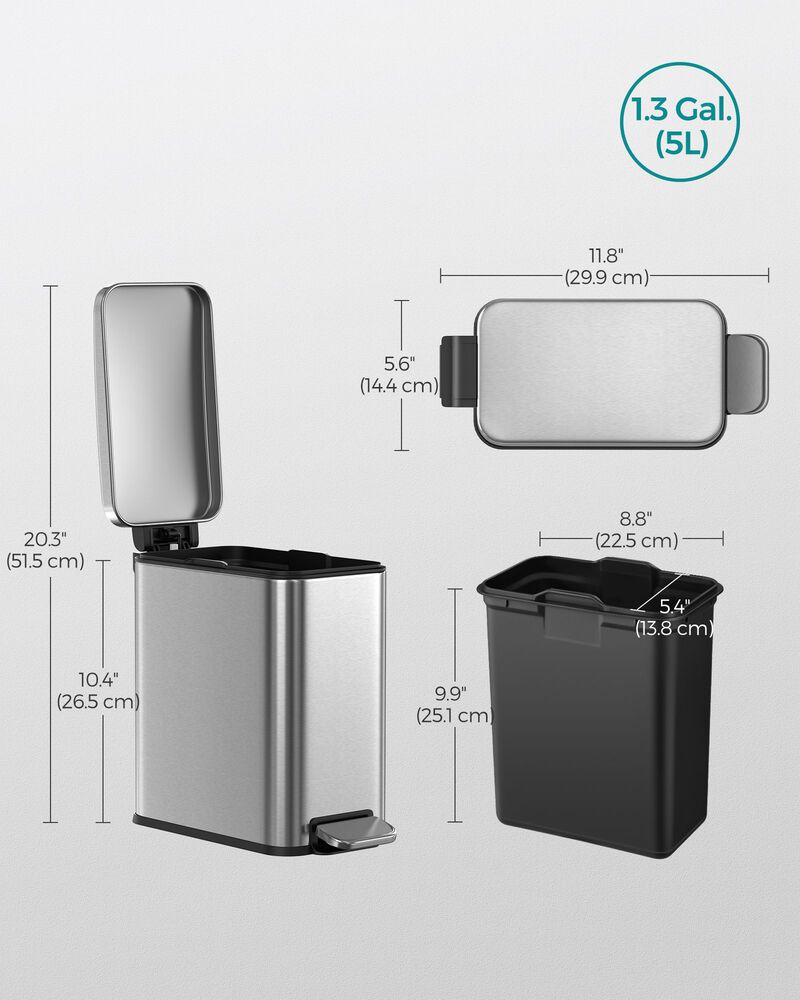 Bathroom Trash Can and Toilet Brush Set