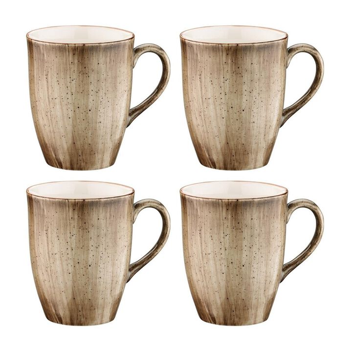 Terrain dia.3.25" h:4.25" 11 oz. Round Brown Porcelain Mug (Set of 4)
