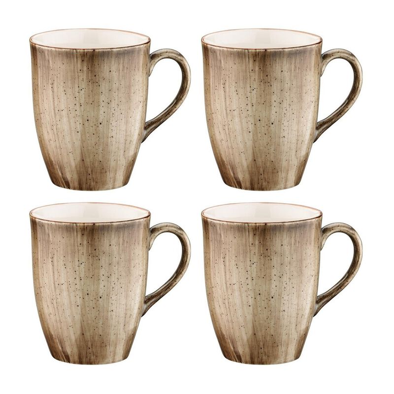 Terrain dia.3.25" h:4.25" 11 oz. Round Brown Porcelain Mug (Set of 4)