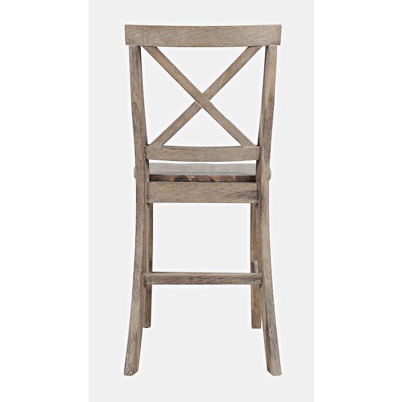 Jofran Eastern Tides Coastal Wire-Brushed Wood X-Back Counter Barstool (Set of 2)