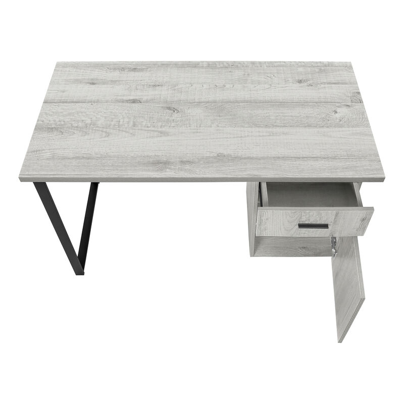 Monarch Specialties I 7763 Computer Desk, Home Office, Laptop, Left, Right Set-up, Storage Drawers, 48"L, Work, Metal, Laminate, Grey, Black, Contemporary, Modern