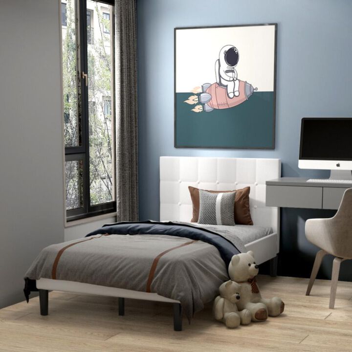 Hivvago Twin Upholstered Bed Frame with Button Tufted Headboard