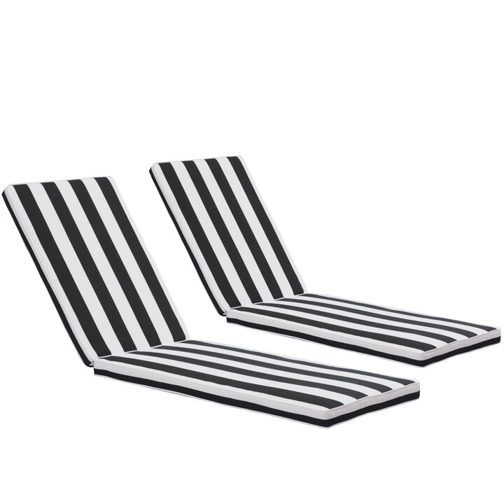 2 Pieces Set Outdoor Lounge Chair Cushion Replacement Patio Furniture Seat Cushion Chaise Lounge