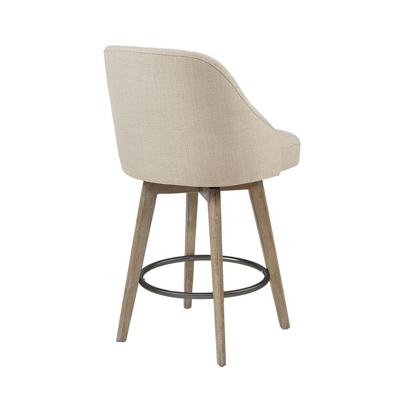 Starlight Canyon Home Beige Swivel Counter Stools with Solid Wood Frame for Kitchen or Bar Use