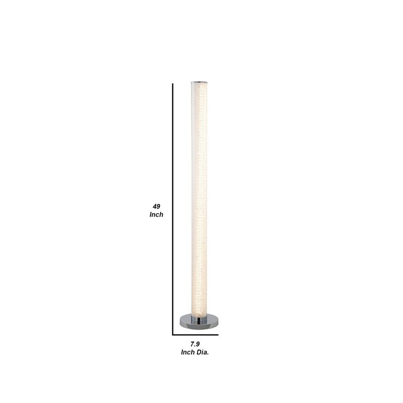 Column Style Floor Lamp with Sandrock Acrylic Tube, Clear-Benzara