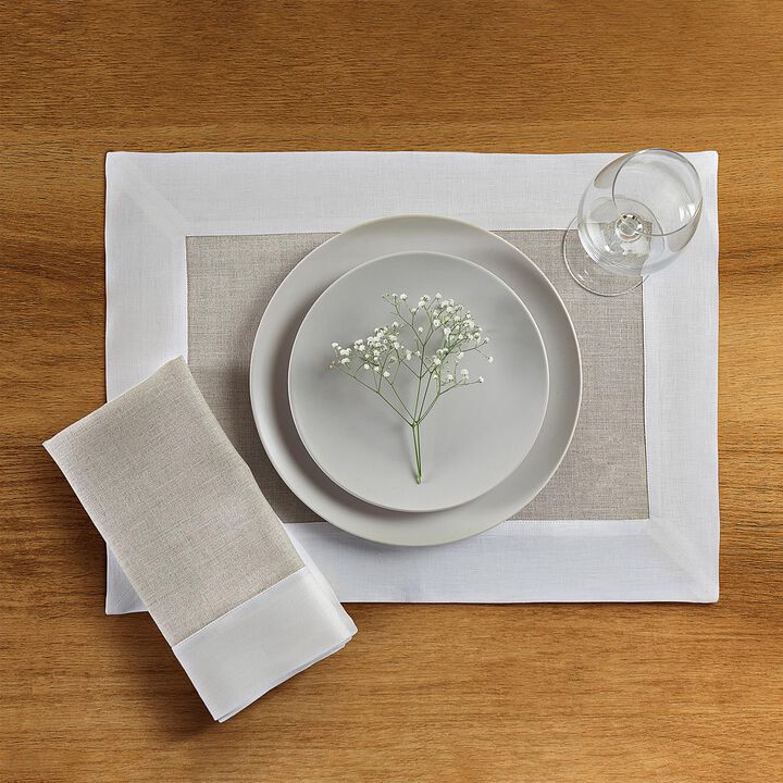 Solino Home 100% Pure Linen Placemats 14 x 19 Inch Set of 4 |Contempo