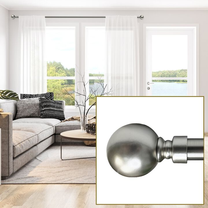 Esencial Orb Curtain Rod Set, Adjustable Length From 72" to 144"