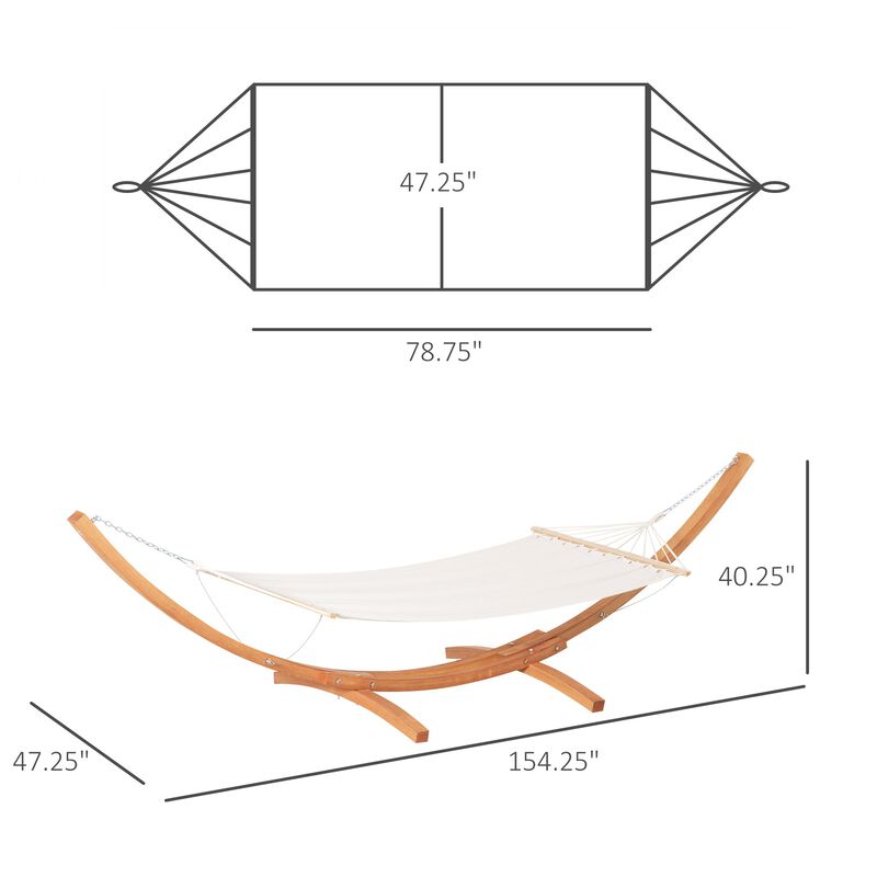 White Relaxation Station: 154" Arch Wooden Hammock with Stand