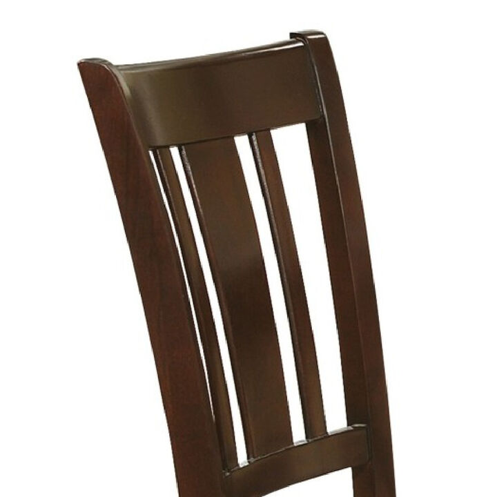 Fabric Upholstered Slated Back Side Chair, Espresso & Light Brown (Set of 2)-Benzara