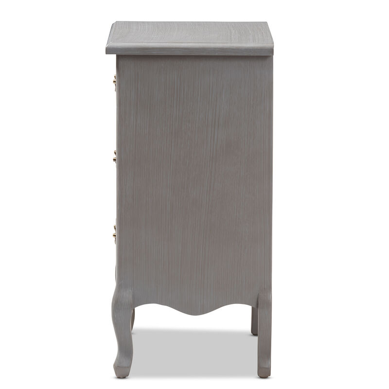 Baxton Studio Capucine Antique French Country Cottage Grey Finished Wood 3-Drawer End Table