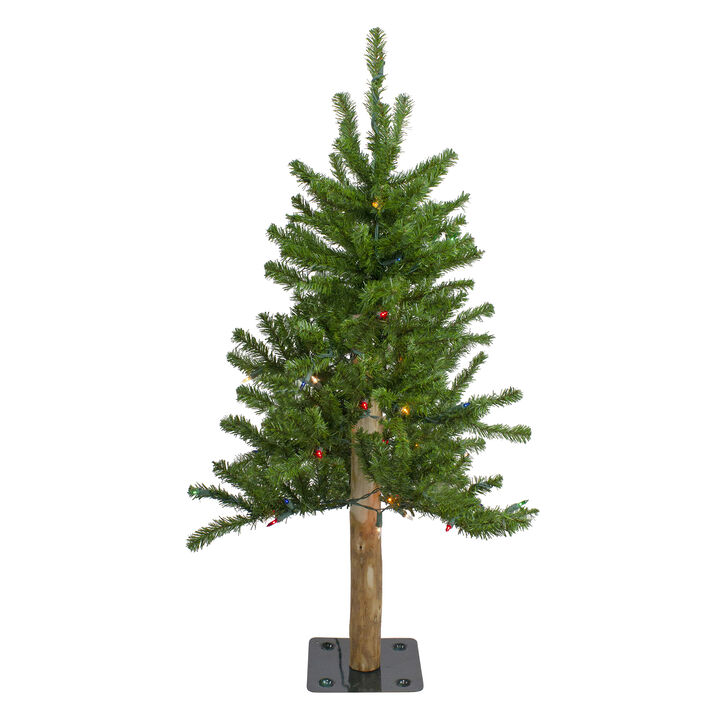 3' Pre-Lit Alpine Artificial Christmas Tree - Multi Lights
