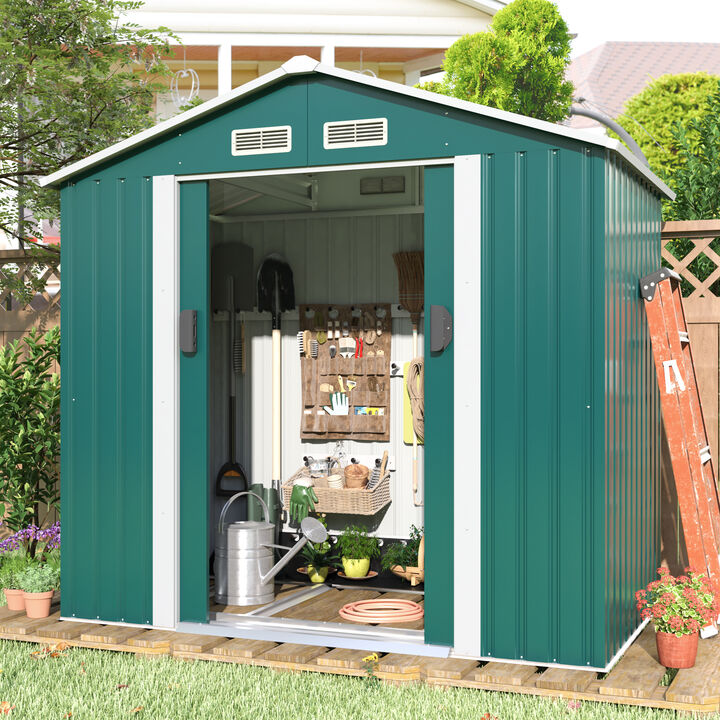 4.2’ x 7’ Outdoor Storage Shed with Sliding Door