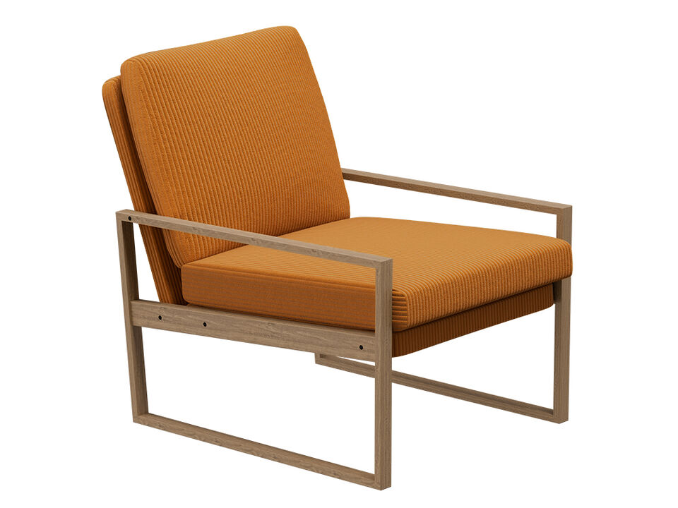 BELLEZE Modern Mustard Yellow Accent Chair, Mid-Century Corduroy Upholstered Lounge Chair, Wooden Frame Armchair for Living Room, Bedroom, or Office, Comfortable Padded Cushion