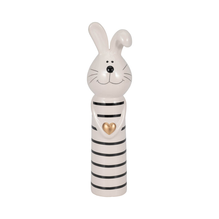 3"x10" Stripe Bunny Gold Heart