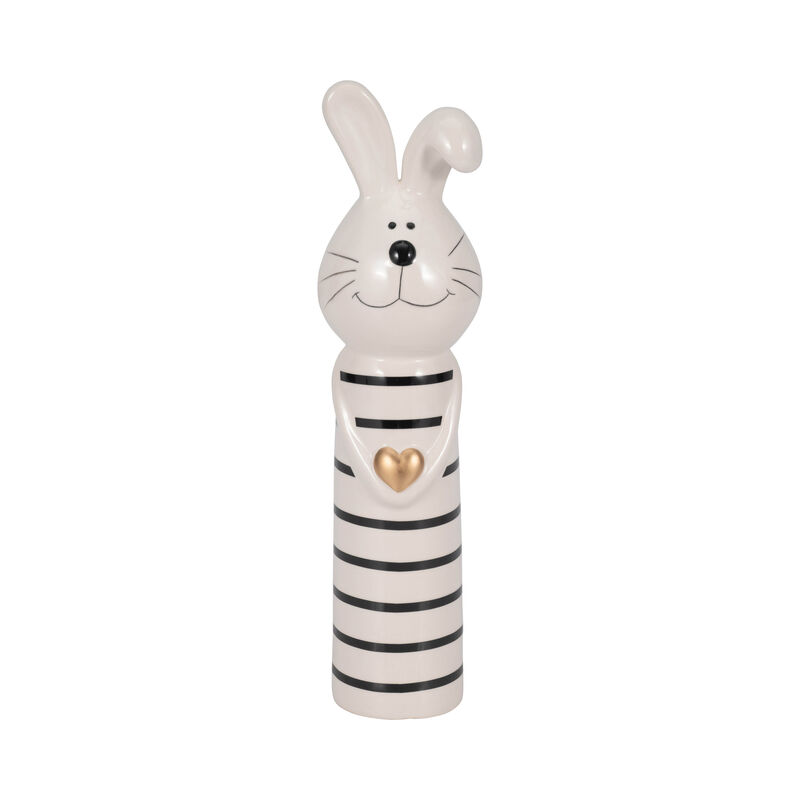 3"x10" Stripe Bunny Gold Heart