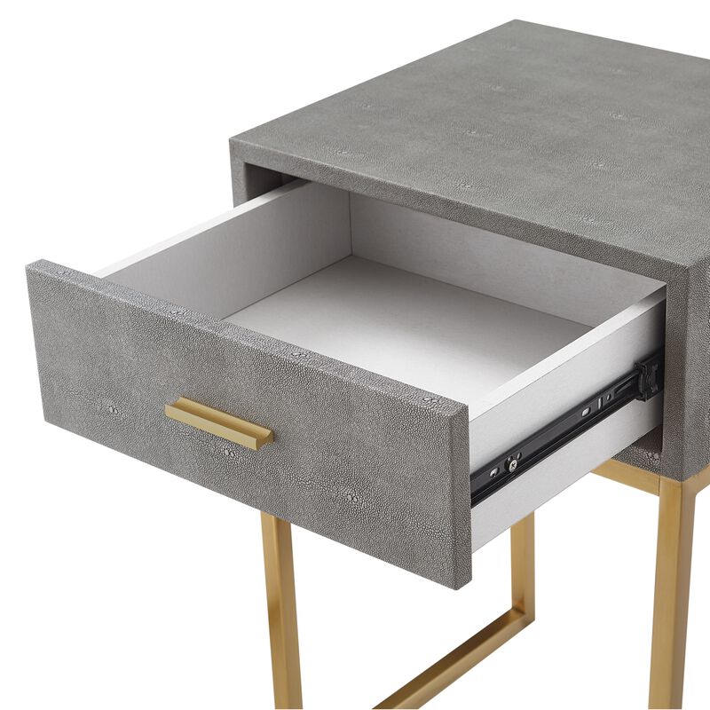 Nicole Miller Taha Faux Shagreen End Table