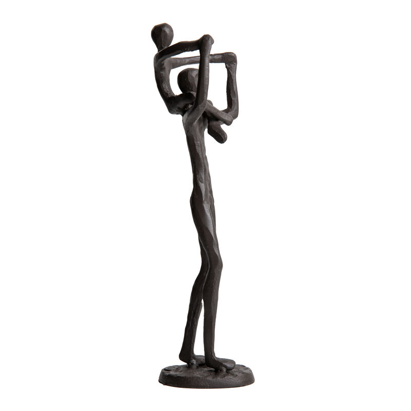 Proud Parent Holding Child Up Contemporary Iron Sculpture Statue